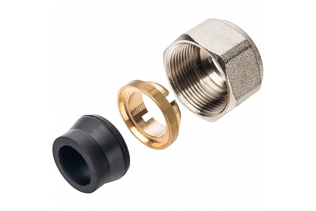 Резьбозажимное WAAG 15 x 1.0-3/4" обжим-резьба латунь (никель) евроконус