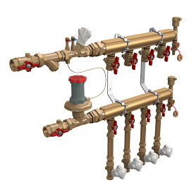Узел распределительный Giacomini B3 коллекторный отопления этажный, подключение тип 1" x 1/2" / 4