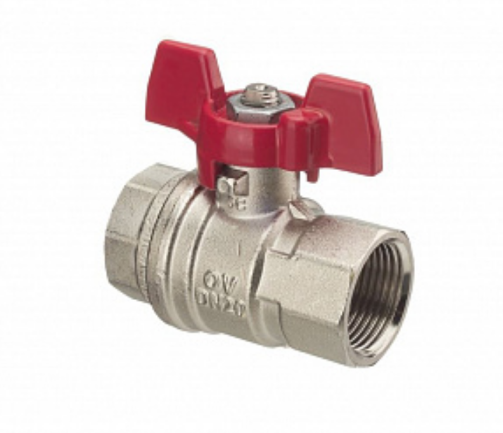 Кран шаровой, Optibal Oventrop DN-15, 1/2", ВВ, PN, бар-16, ручка-бабочка, никелированный