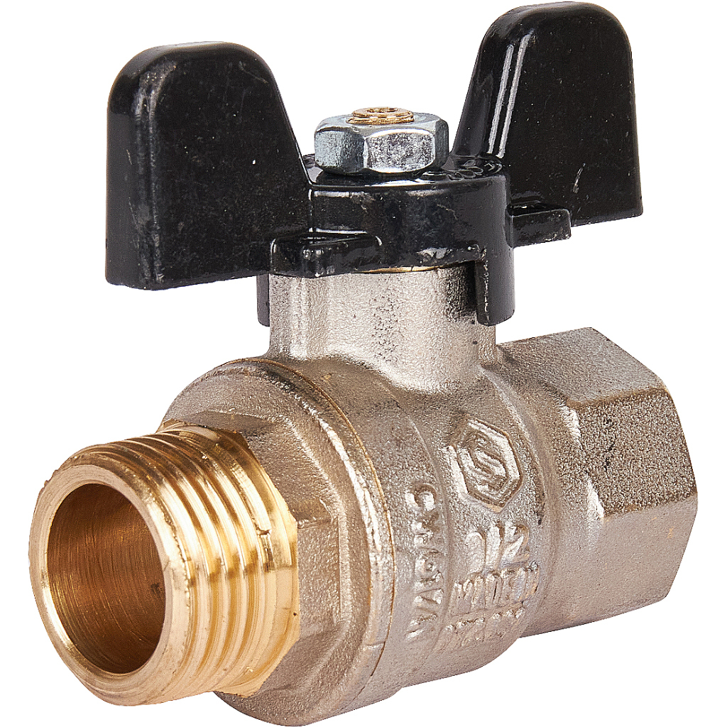 Кран шаровой стандартнопроходной STOUT, вр/нр, ручка бабочка 1/2" Svb-0014-000015