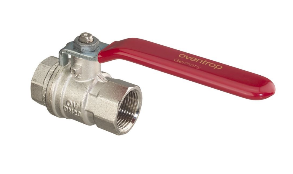 Кран шаровой, Optibal Oventrop DN-15, 1/2", ВВ, PN, бар-16, ручка-рычаг из оцинкованной стали, никелированный