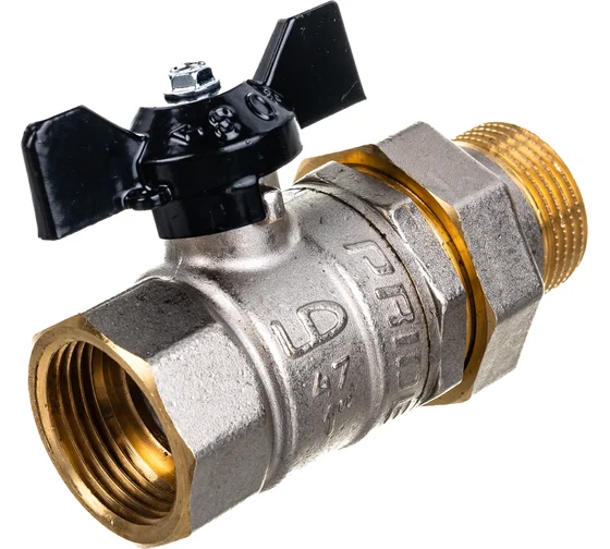 Кран шаровой латунный LD Pride 47.25.В-В.Б GAS Ду25 Ру40 (бабочка)