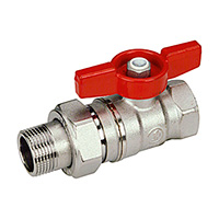 Кран шаровой Giacomini R259D, 3/4", 3/4", ВН, ручка-бабочка красная, хромированный, с разъемным соединением