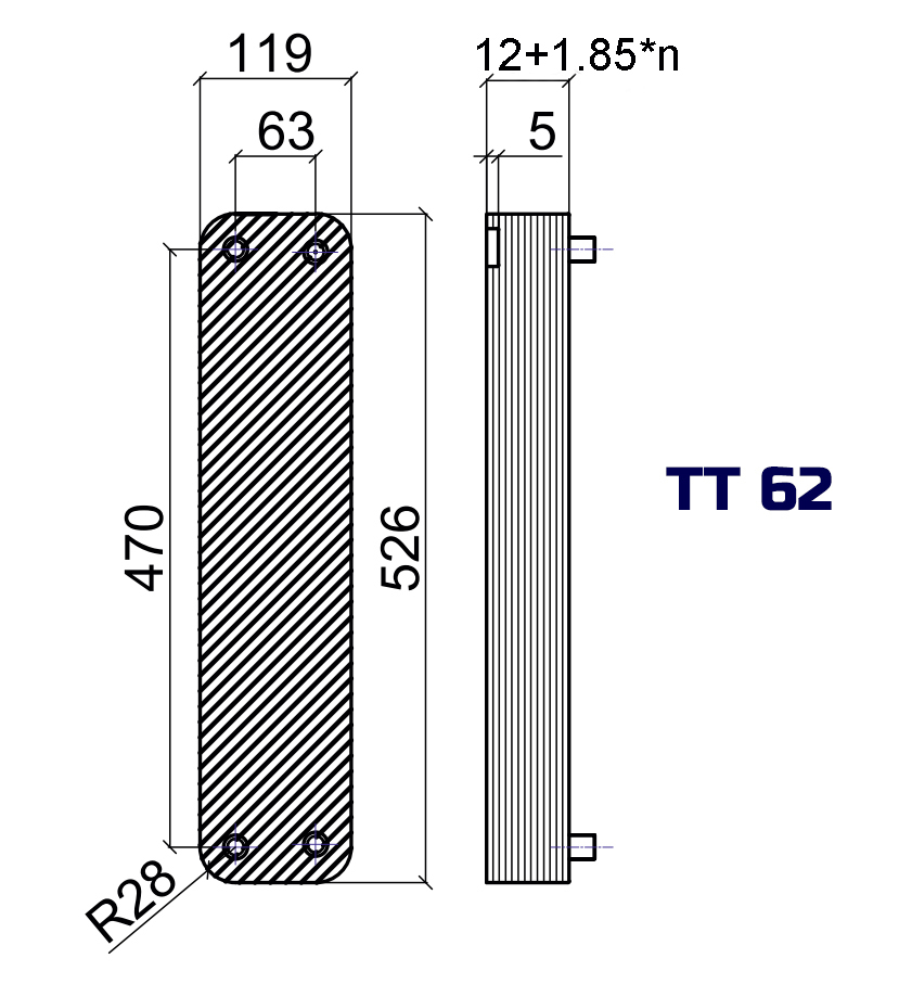 Пластинчатый теплообменник ТТ ТТ62R-40H-4.5