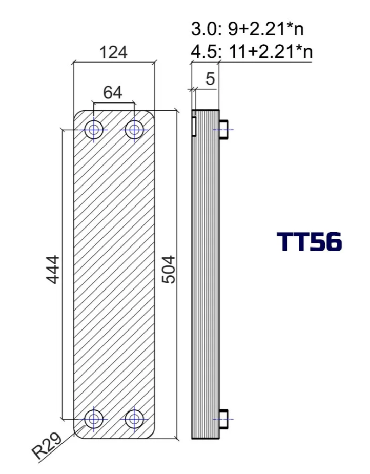 Теплообменник паяный ТТ ТТ56-50Н-3.0