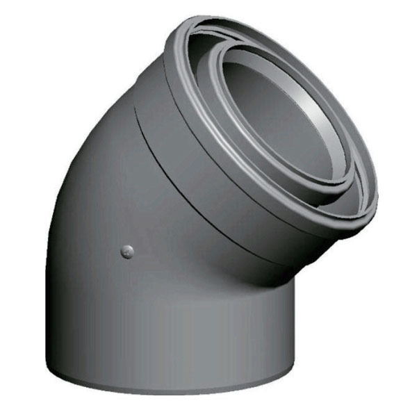Дымоход Отвод Wolf DN60/100 45° для концентрической трубы ПП 2шт для FGB/CGB-2