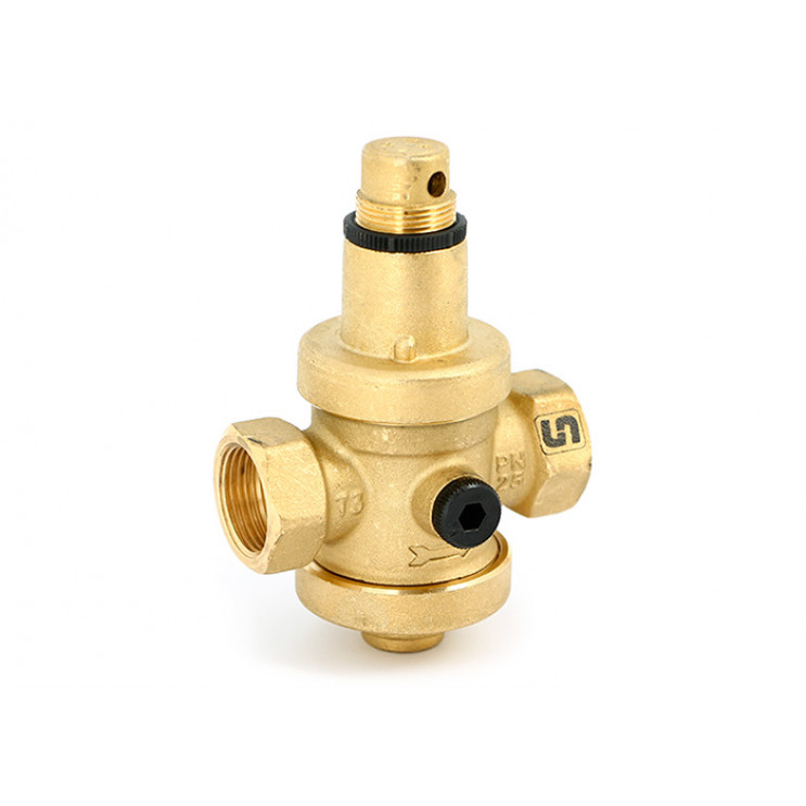 Редуктор давления Uni-fitt 3/4" В 0,5-6 бар PN25 с отверстием под аксиальный манометр 1/4"