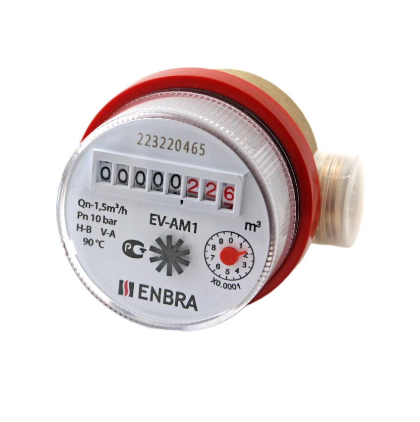 Счётчик учёта горячей воды ENBRA EV-AM1 L80 D15 B, без сгонов