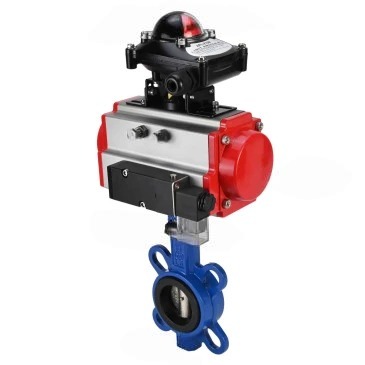 Затвор дисковый поворотный DN.ru WBV1413E-2W-Fb-H Ду100 Ру16, корпус - чугун GGG50, диск - чугун GGG40, уплотнение - EPDM, с пневмоприводом DN.ru PA-SA-130, пневмораспределителем 4M310-08 220В и БКВ APL-210N