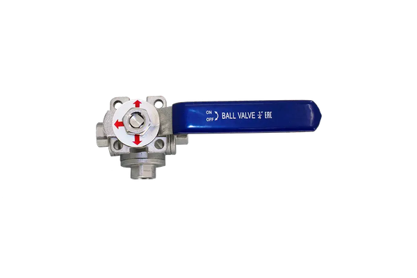 Кран шаровый трехходовой Newkey (T-тип) нержавеющий DN 8 (1/4") PN40