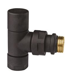 Вентиль запорный угловой FAR 1/2", гайка М24х19, черный матовый