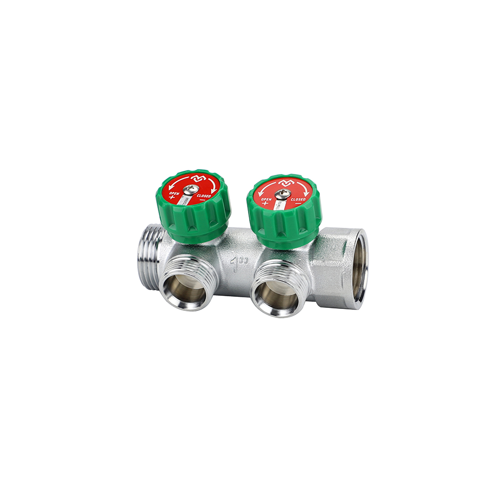 Коллектор регулирующий Varmega 1" на 2 выхода 3/4" ЕК хром (1 шт/ 48 шт)