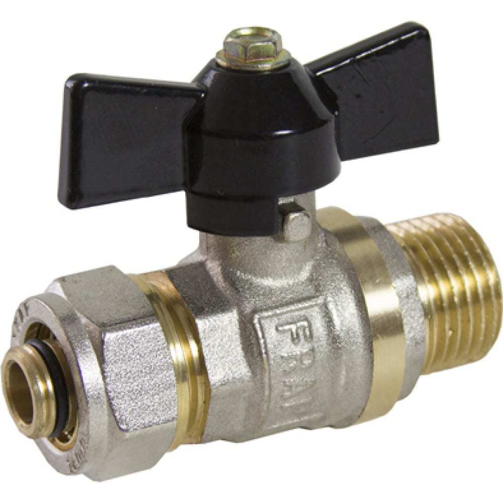 Кран шаровой Frap 16 x 1/2" с обжимным соединением НР-обжим с рукояткой «бабочка»