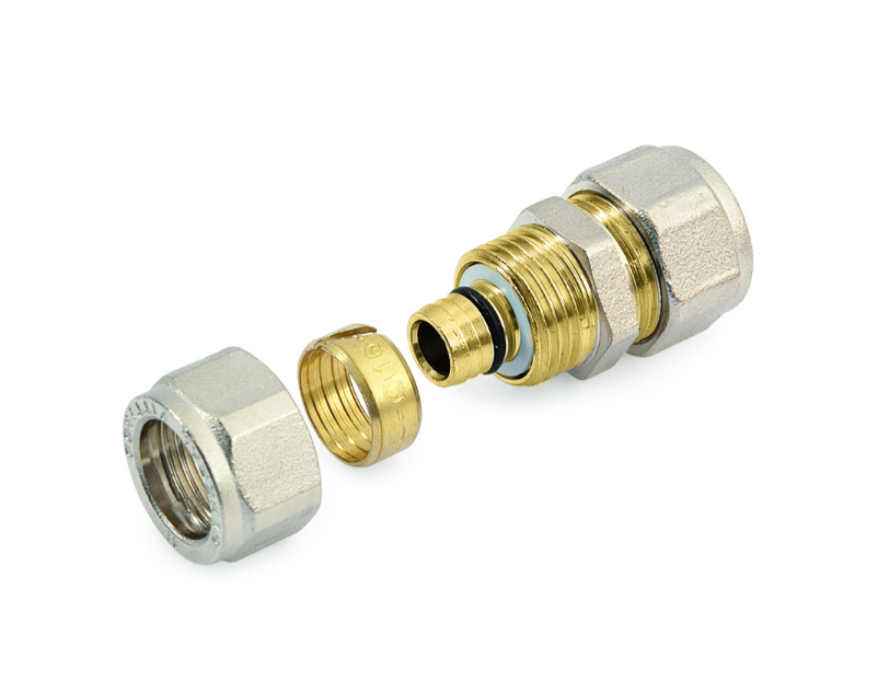 Муфта 26-16 General Fittings 5300 обжим-обжим, латунь никелированная