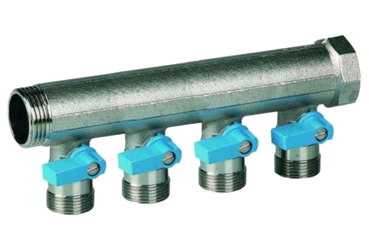 Коллектор Henco с шаровыми кранами под евроконус VB050504-BLAUW