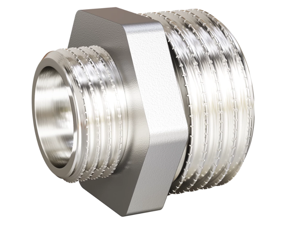 Ниппель переходной LD Pride DN15х10 (1/2"НР х 3/8"НР) латунь никель