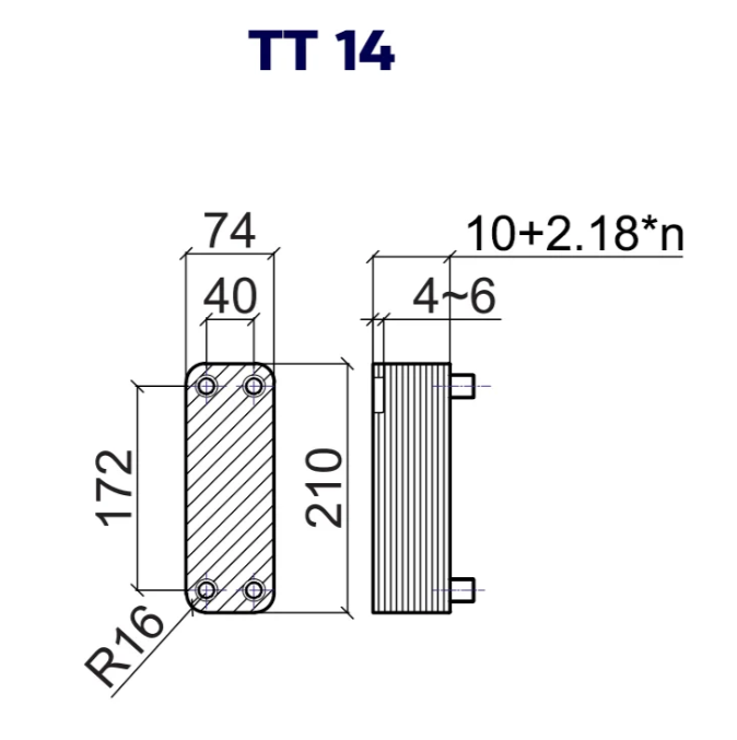 Пластинчатый теплообменник ТТ TT14R-40H-4.5
