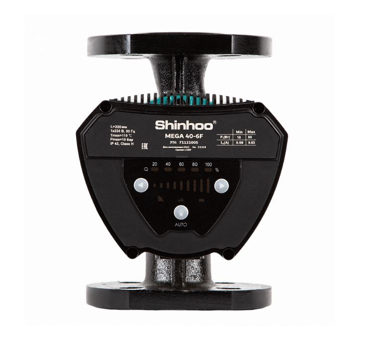 Насос циркуляционный SHINHOO MEGA 40-6F 220В фланцевый