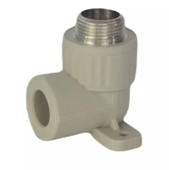 Угольник PP-R серый комбинированный Дн20х3/4" НР с креплением VALFEX 10121120Г