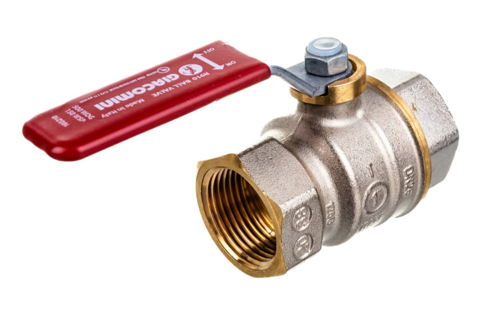 Кран шаровой, R910, DADO, 2", ВВ, ручка-рычаг красный, никелированный Giacomini