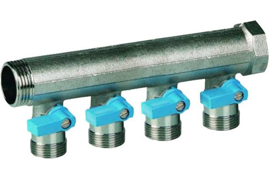 Коллектор Henco с шаровыми кранами под евроконус VB060504-BLAUW