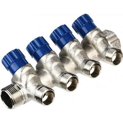 Коллектор General Fittings 6200 3/4"х1/2" 4вых c шаровыми кранами латунь