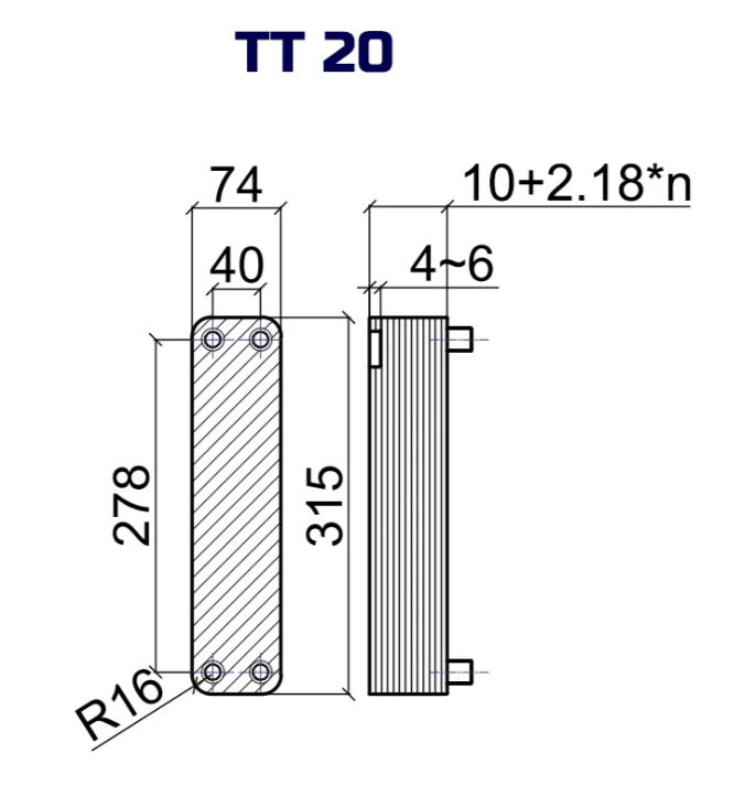 Пластинчатый теплообменник TT ТТ20R-30Н-4.5