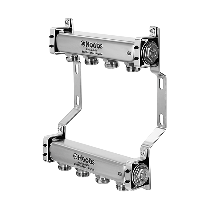 Комплект коллекторов Hoobs, нерж. ст. + кронштейны, без рег., 1" х 3/4"-7 вых .