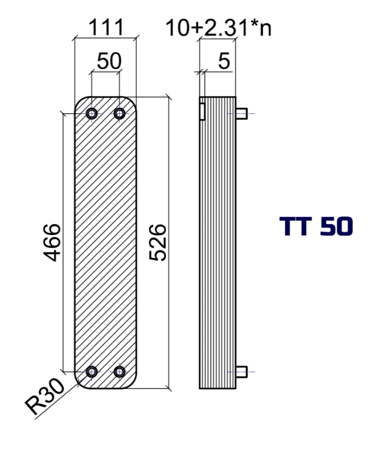 Пластинчатый теплообменник ТТ50S-30-3.0