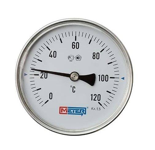 Термометр биметалл ТБ100 120С Дк100 L=100 G1/2" осев Метер