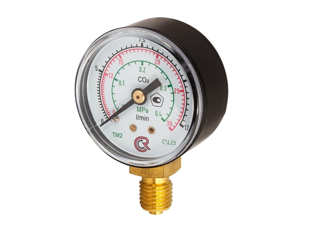 Манометр Росма ТМ-210Р.0 (0-1MPa) (0-10/2,5L/min) 12x1,5.2,5.Ar.двойная шкала