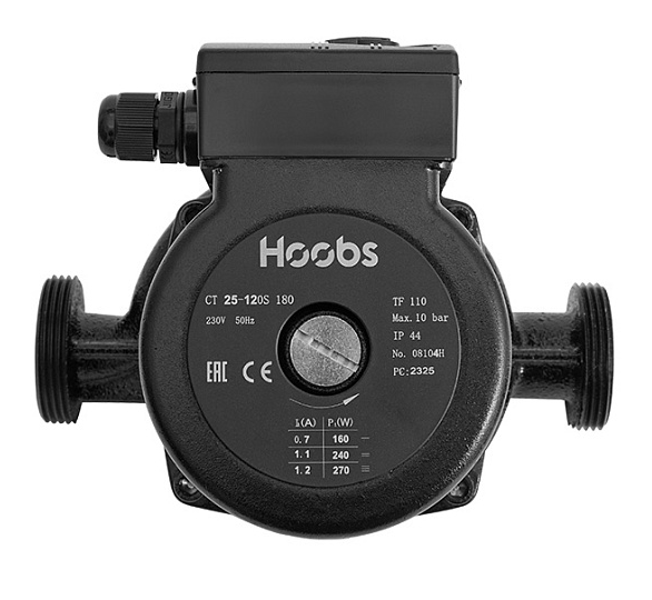 Насос циркуляционный Hoobs CT 25-60S 180мм 100Вт 1x230В 50Гц (с гайками, чугун)