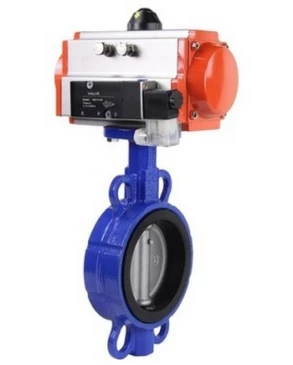 Затвор дисковый поворотный DN.ru WBV1413E-2W-Fb-H Ду125 Ру16, корпус - чугун GGG50, диск - чугун GGG40, уплотнение - EPDM, с пневмоприводом DN.ru PA-DA-105 и пневмораспределителем 4M310-08 24В