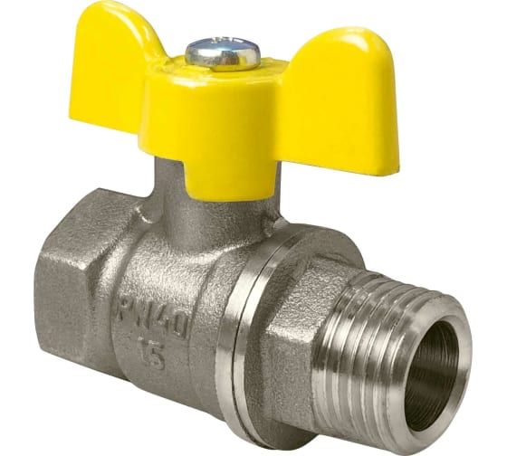 Кран шаровой Valfex для ГАЗА 3/4" ВР/НР бабочка, латунный НИКЕЛИР-Й 11Б27фтМ