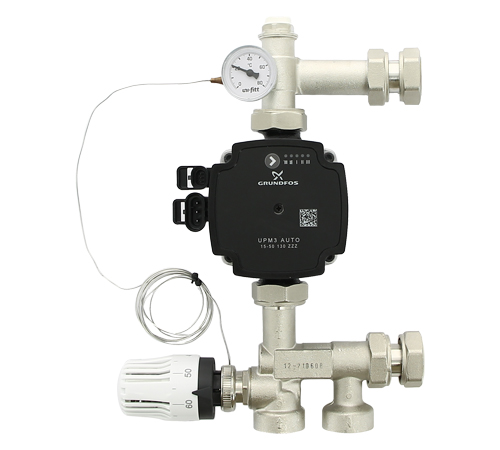 Насосно-смесительная группа Uni-fitt SOLOMIX MINI с накидной гайкой 1", с насосом GRUNDFOS UPM3 AUTO 15-50 13
