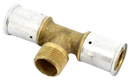 Тройник 16-1/2"-16, Henco P, 14, пресс-резьба, нар., латунь