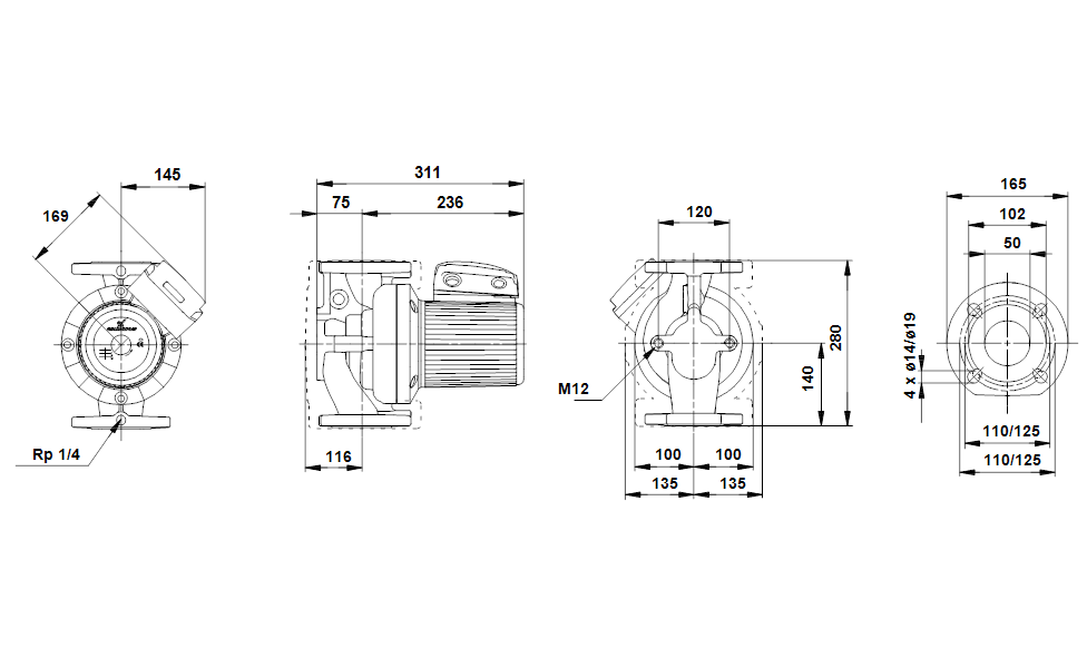 Насос Grundfos UPS50-120 F 1x230-240V PN6/10