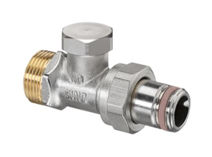 Вентиль Oventrop Combi 2, проходной, DN-15, 3/4", 1/2", Н ЕК-Н, никелированный, НГ со штуцером