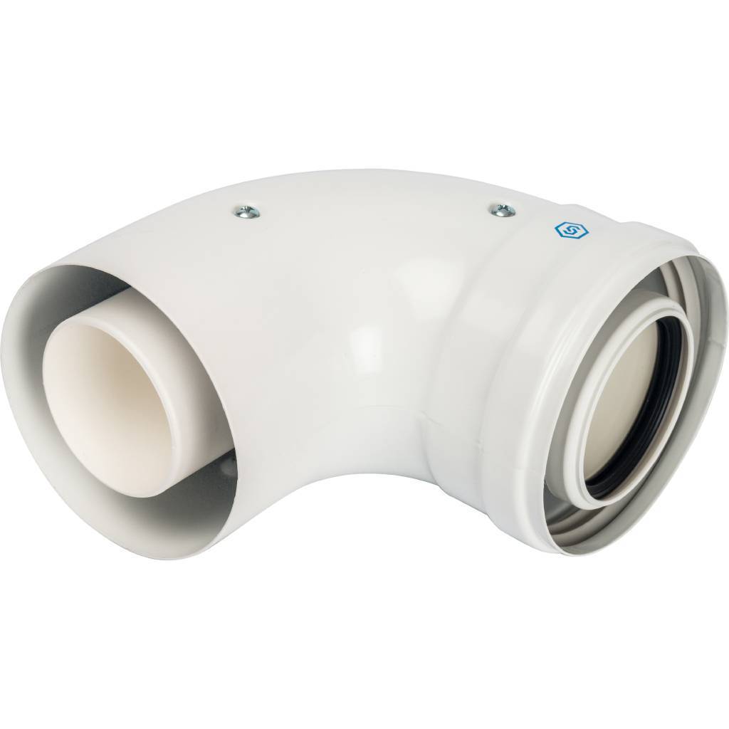 Элемент дымохода конденсационный Stout колено 90°/адаптер 90° D60/100 м/п PP-F (совместим. с Baxi,Viessmann)