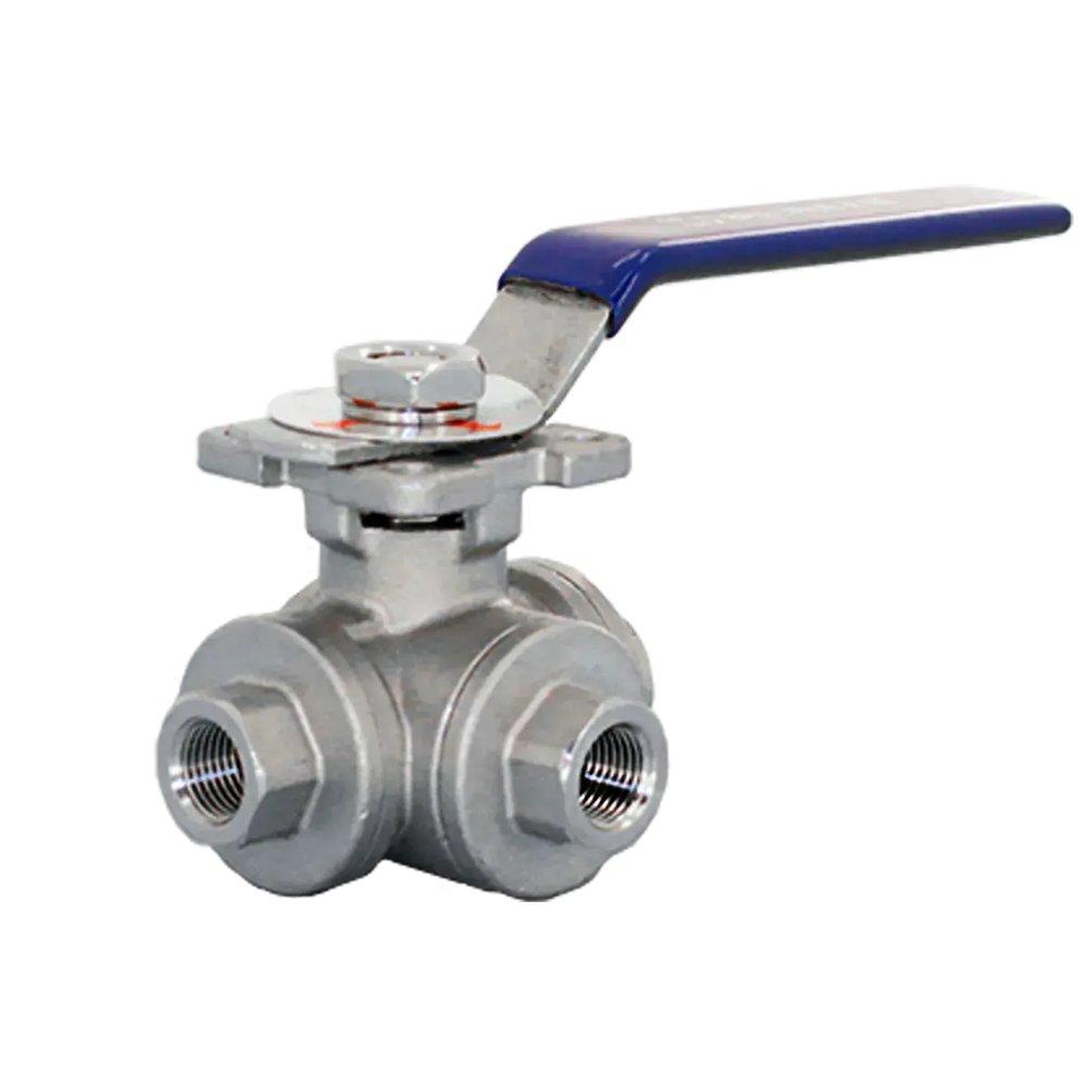 Кран шаровой трехходовой (T-тип) нержавеющий Newkey, AISI316 DN40 (1_1/2")  (CF8M)  PN40