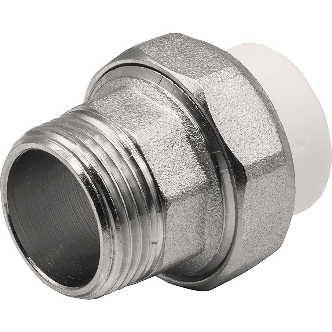 Муфта THERMOLIGHT комбинированная разъемная PP-R НР 20х1" белый (10/160)