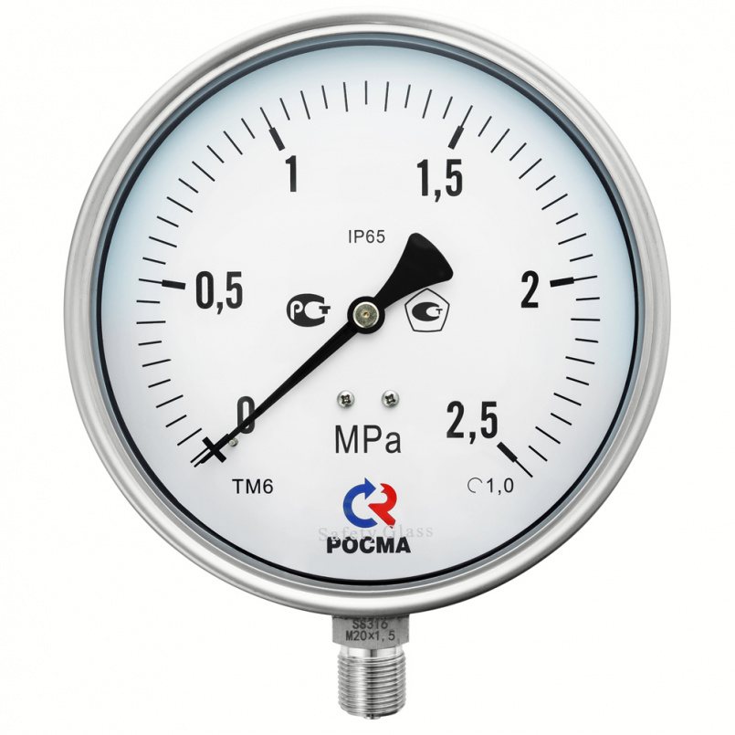 Манометр Росма ТМ-621Р.00 (0-0,25MPa) M20x1,5.1,0.Б