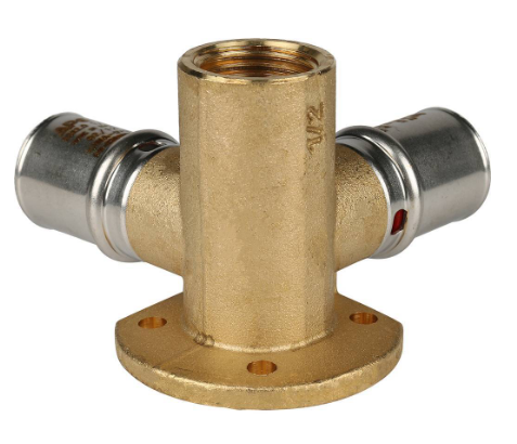Тройник-пресс настенный с креплением, тип SFP-0015, Stout Ду20х1/2х20