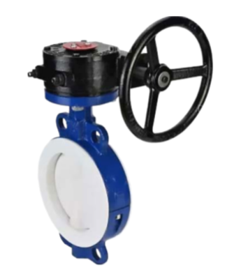 Затвор дисковый поворотный DN.ru WBV3434Pf-2W-Fb-R Ду200 Ру16 корпус - углеродистая сталь WCB, диск - углеродистая сталь WCB, уплотнение - PTFE, футерованный, межфланцевый, с ISO-фланцем F10, квадрат 22х22, крутящий момент 168Нм, с редуктором