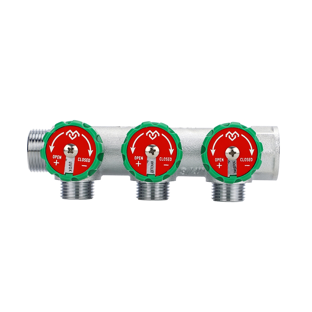 Коллектор регулирующий Varmega 3/4" на 3 выхода 3/4" ЕК хром (1 шт/ 36 шт)
