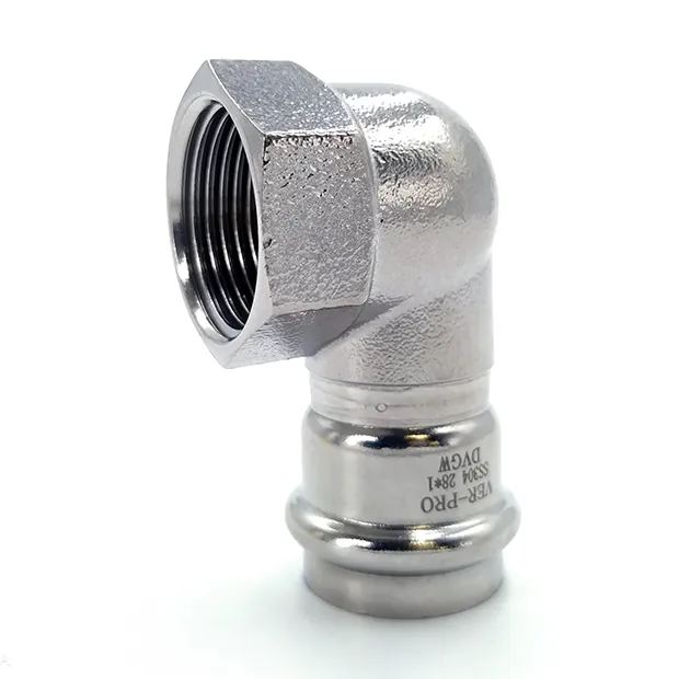 Уголок 90° с переходом на наружную резьбу 22×1/2" "VER-PRO" (50/5шт)