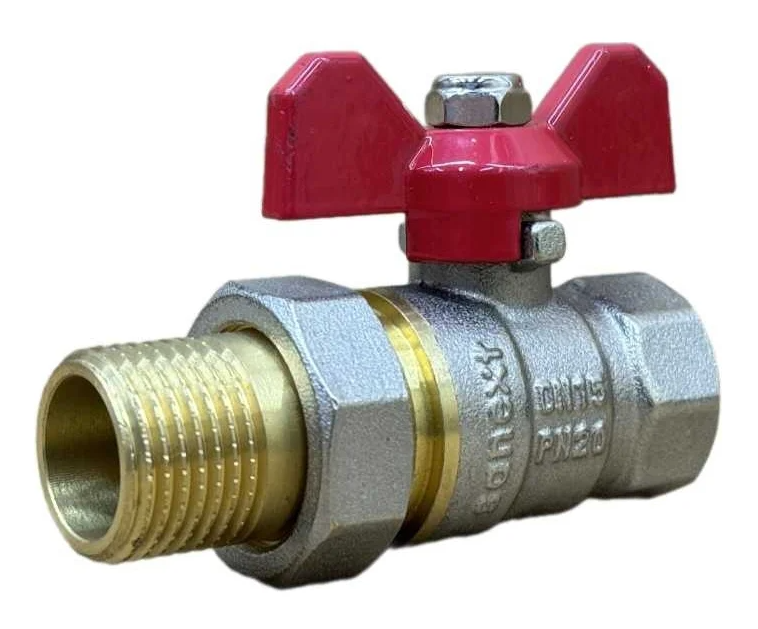 Шаровой кран SANEXT Ду 20, НР-ВР 3/4" со сгоном (Американка) бабочка