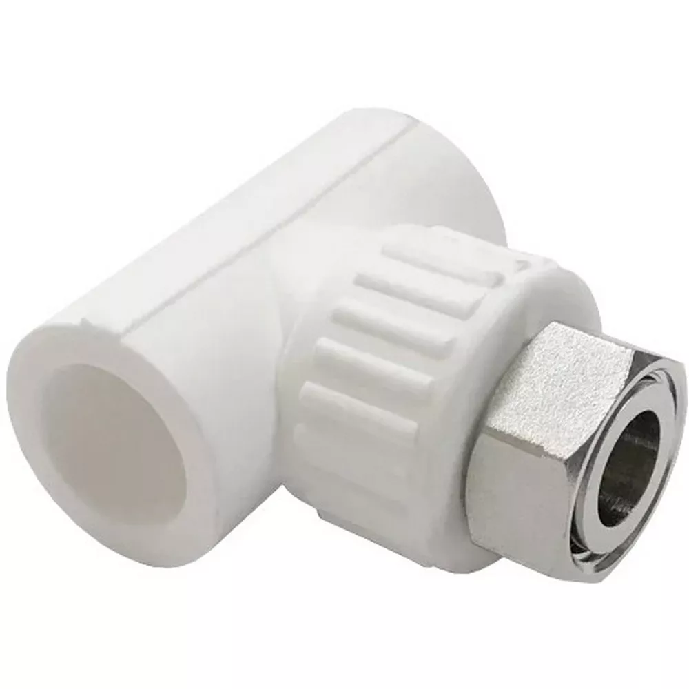 Тройник PP-R VALFEX белый комбинированный Дн20х1/2" накидная гайка