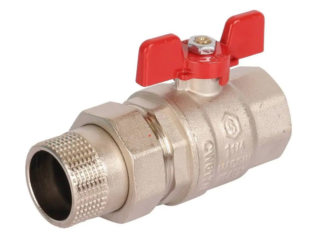 Кран Stout шаровой полнопроходной с американкой ВР/НР ручка бабочка 1 1/4 (EPDM)