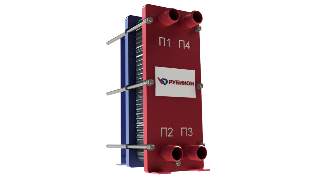 Теплообменник пластинчатый разборный 100 кВт для отопления Ду32 Рубикон SKBB-4H-E-14